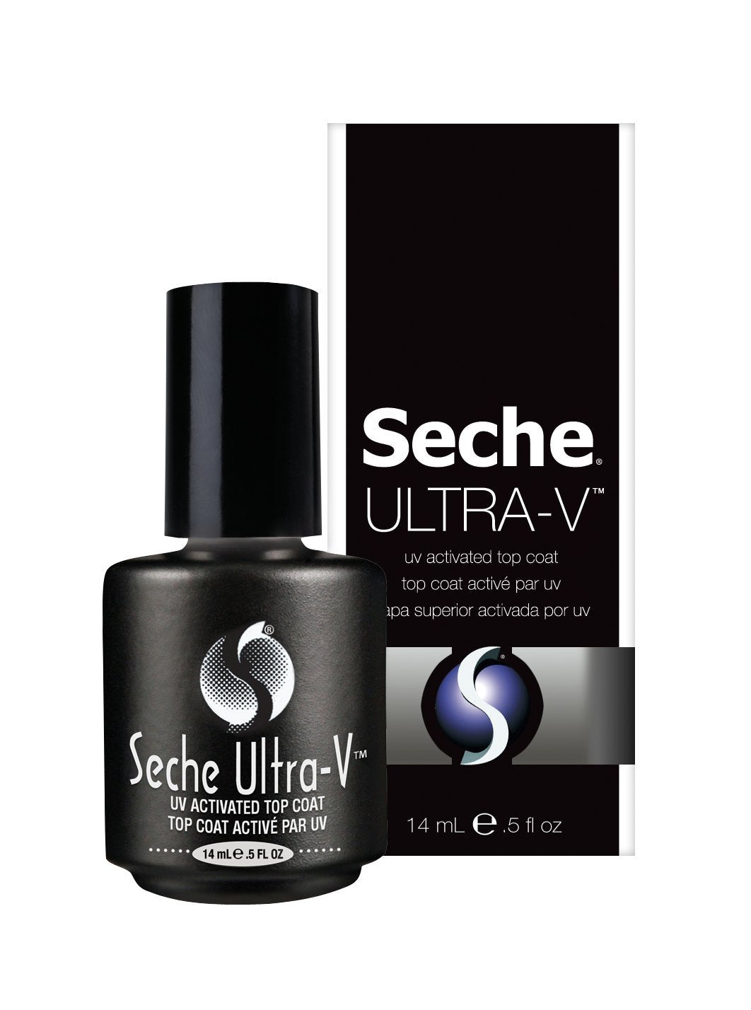 Seche Ultra-V UV Gel Top Coat Nail Polish - Clear Topcoat Gel Nail Polish, Quick-Dry & Long-Wearing Soak Off Lamp, Salon & At-Home Use, 0.5 Fl Oz