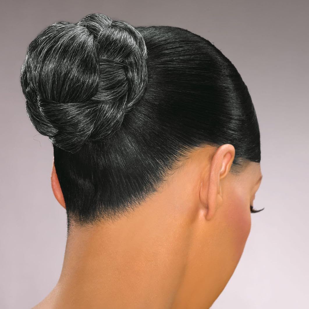 Maxwigs Dome B Hairpiece Color 280 - Foxy Silver Wigs Wide Braided Chignon Comb Attachment Updo Style Formal Bun Extension Synthetic Black Grey Womens