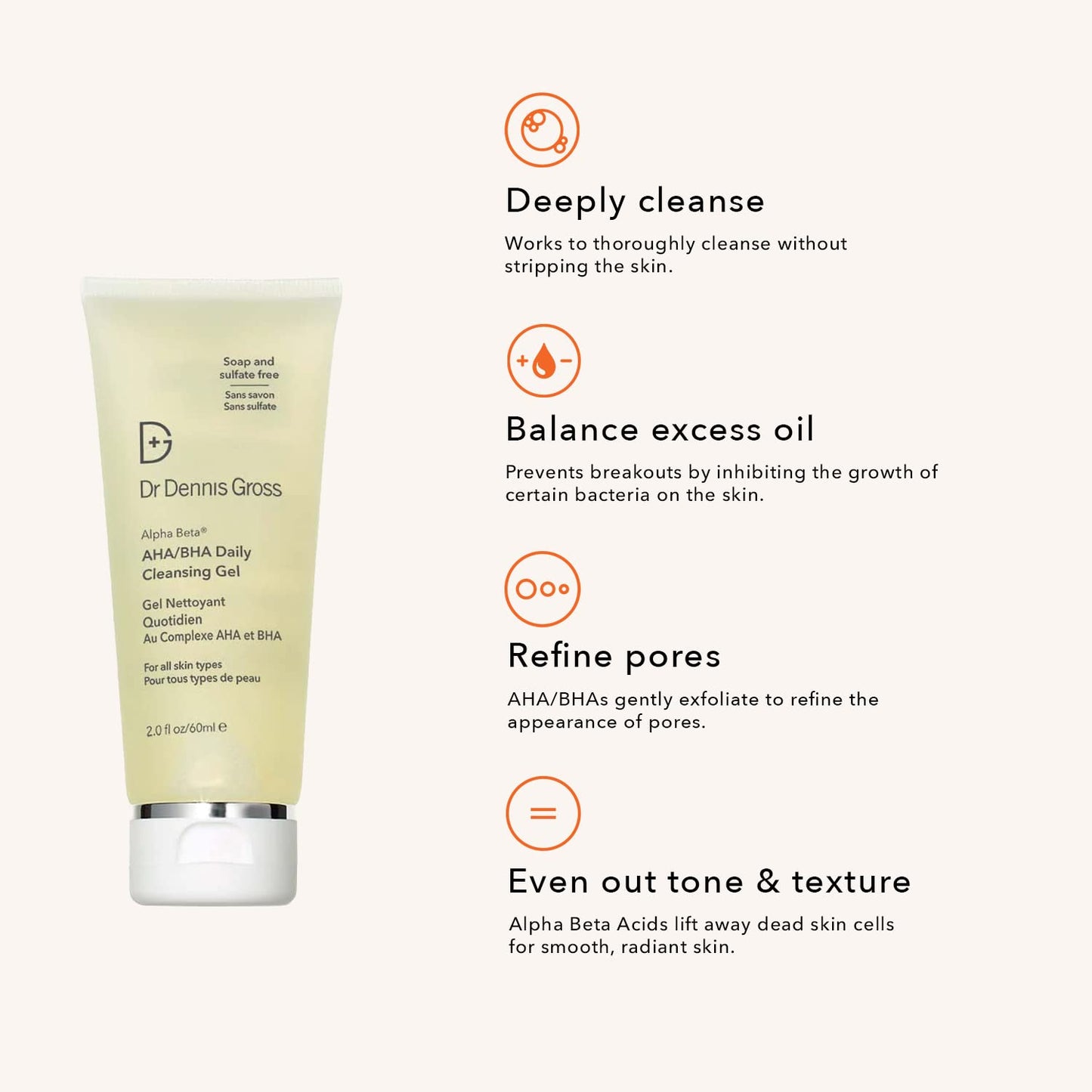 Dr Dennis Gross Alpha Beta® AHA/BHA Daily Cleansing Gel, for Skin That is Dull, Congested and Uneven Tone & Texture (2 Fl Oz) Beauty & Personal Care Dr Dennis Gross