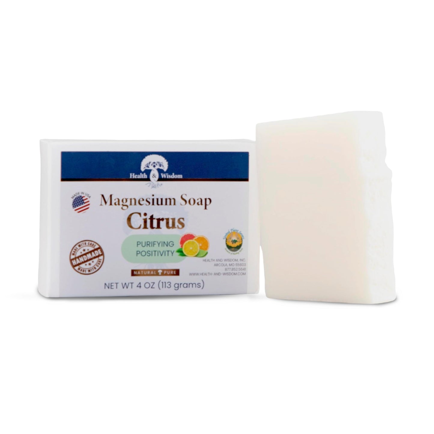 Health & Wisdom Magnesium Bar Soap - Moisturizing Body Soap - Handmade with Aloe & Six Nourishing Plant Oils and Natural Essential Oils - Gentle Daily Beauty & Personal Care Health and Wisdom