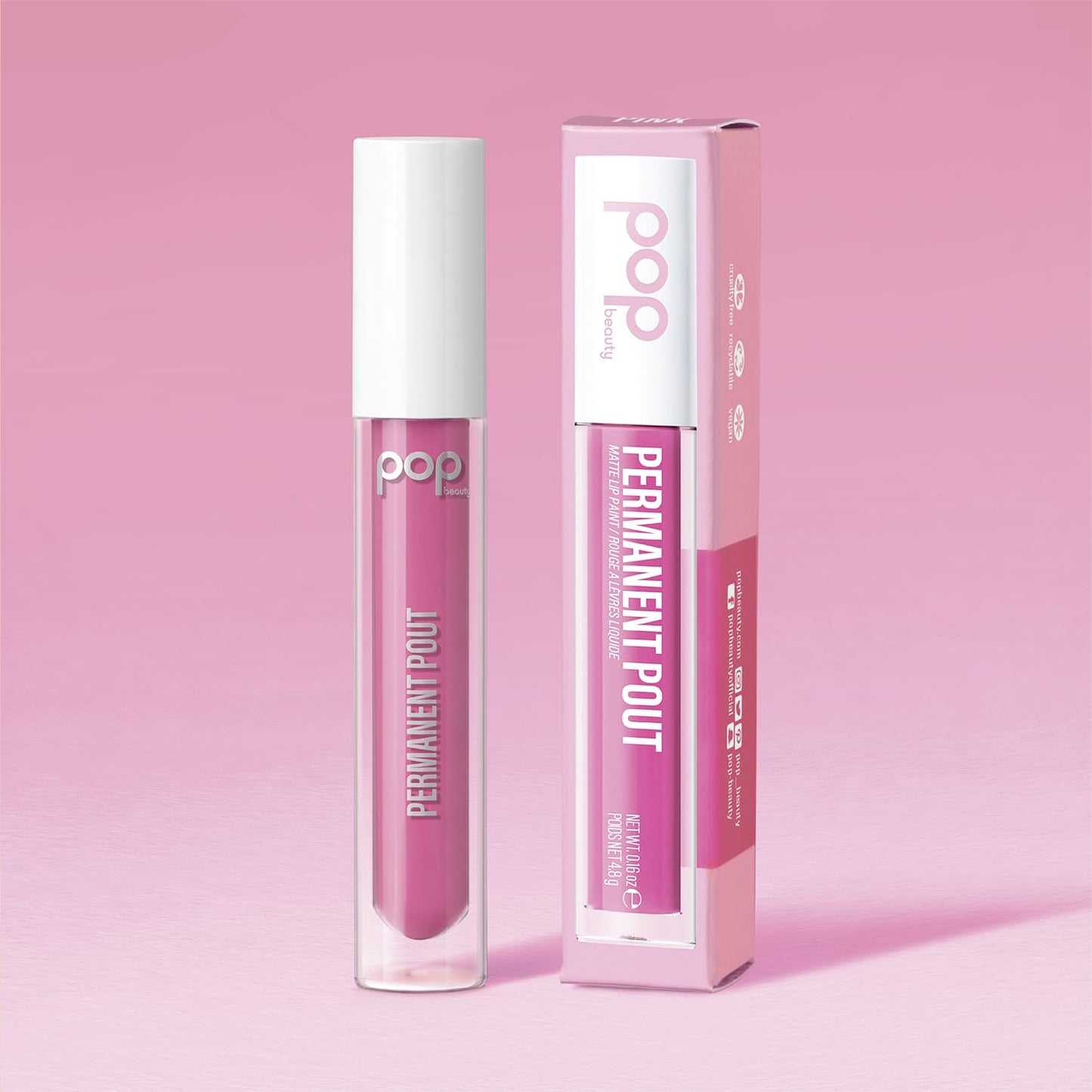 POP Beauty PERMANENT POUT | POWER PINK - Long Lasting Liquid Lipstick, Matte Finish, Full Coverage Colour Beauty & Personal Care POP Beauty