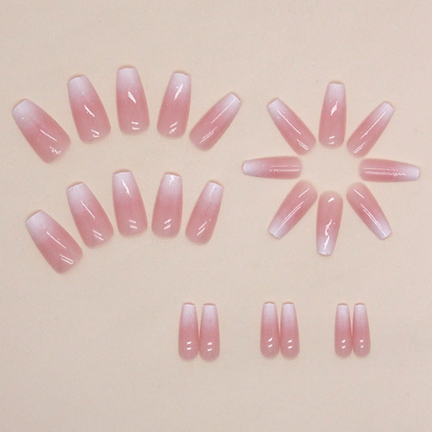 Hkanlre Bling Coffin Press on Nails Fake Nails Tips Full Cover Medium False Gradient Nails for Women and Girls 24PCS (Coffin pink) Beauty and Personal Care Hkanlre