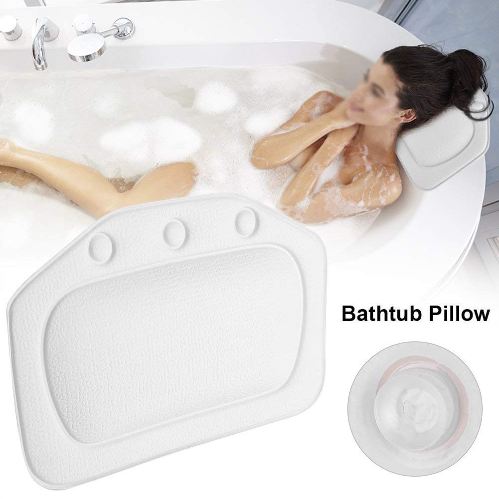 TOPINCN Bathtub Head Rest Pillow Spa Bath Pillow for Neck Support with Suction Cups Super Soft PVC Cushion Headrest for Bath Tub Relaxation (White) Beauty and Personal Care TOPINCN