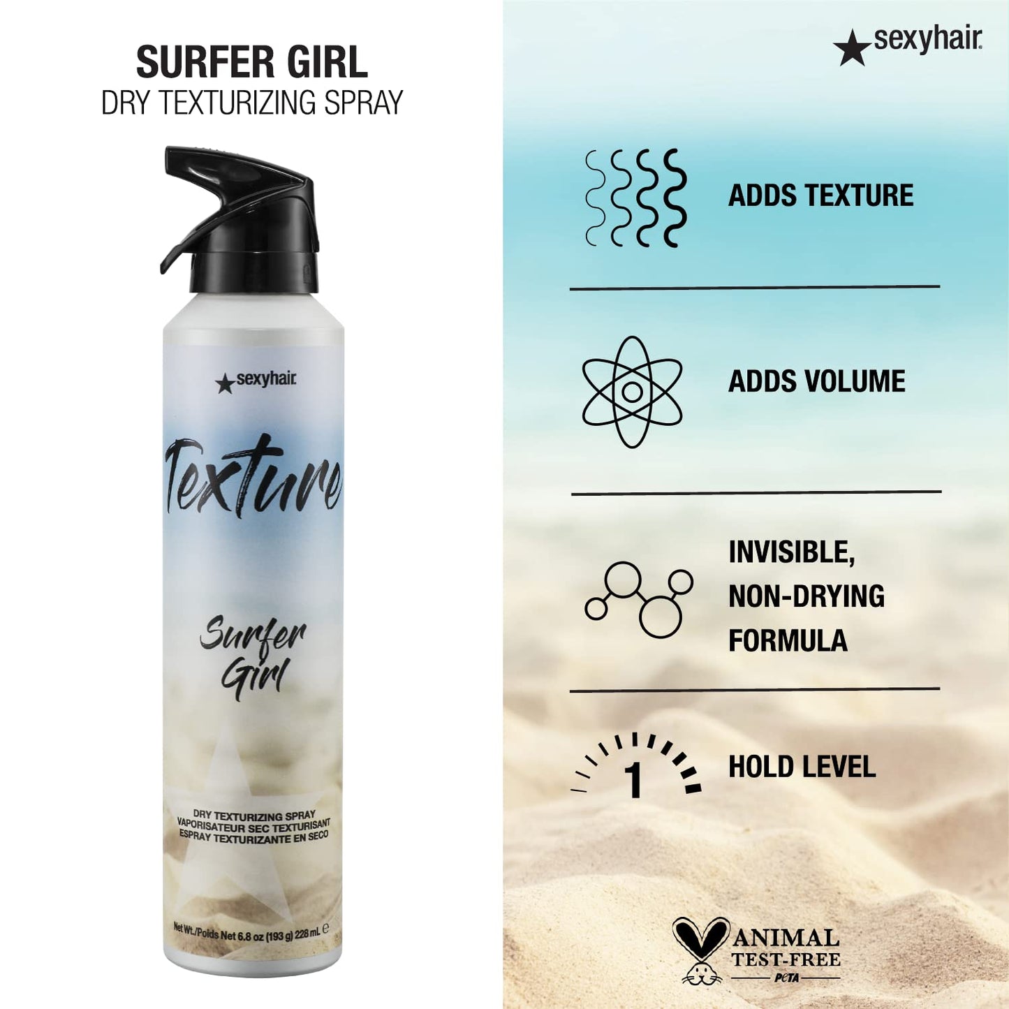 SexyHair Texture Surfer Girl Dry Texturizing Spray, 6.8 Oz | Maintains Natural Shine | Up to 24 Hour Humidity Resistance | All Hair Types Beauty and Personal Care SexyHair
