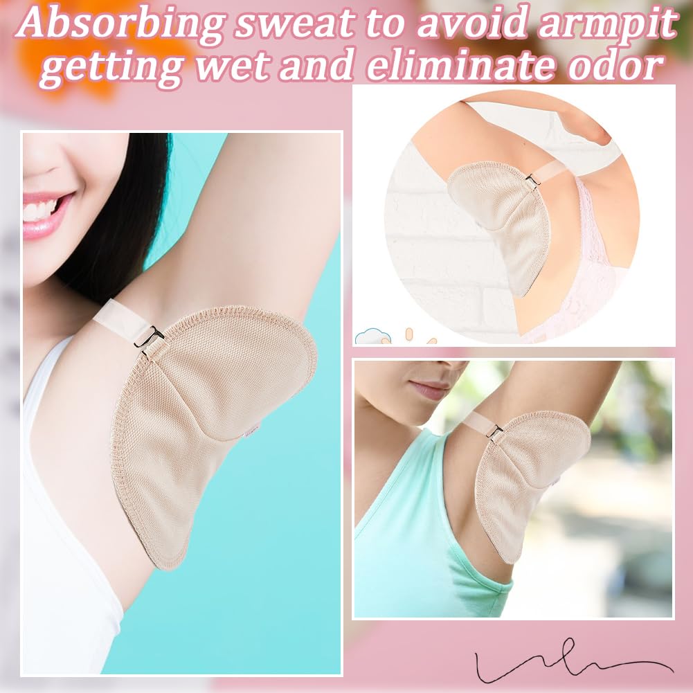 GORGECRAFT 2 Pair Underarm Sweat Pads Reusable Summer Armpit Sweat Absorbing Guards with Shoulder Strap Washable Anti-Perspiration Absorbent Beauty and Personal Care GORGECRAFT