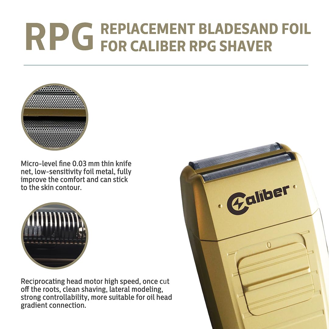 Caliber Pro RPG Shaver Replacement Foil and Cutter - Professional Titanium Foil and Blade for RPG Electric Shavers - Close Shaving Replacement Head Beauty and Personal Care Caliber Pro