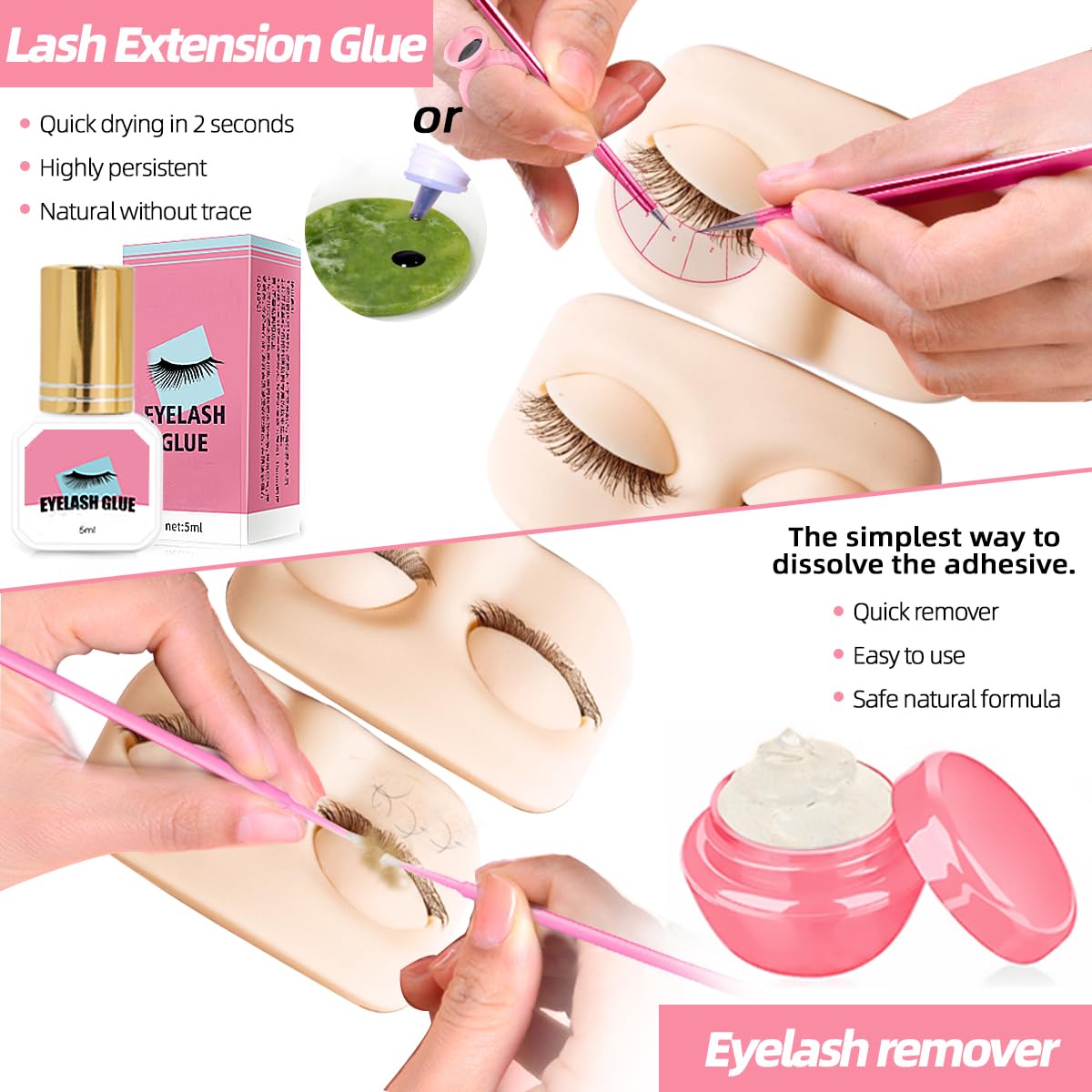 DNSGOOR Lash Extension Kit Professional Eyelash Extensions Supplies Training for Beginners Mannequin Head Grafting Lash USB Fan Lash Shampoo Brush… Beauty & Personal Care DNSGOOR