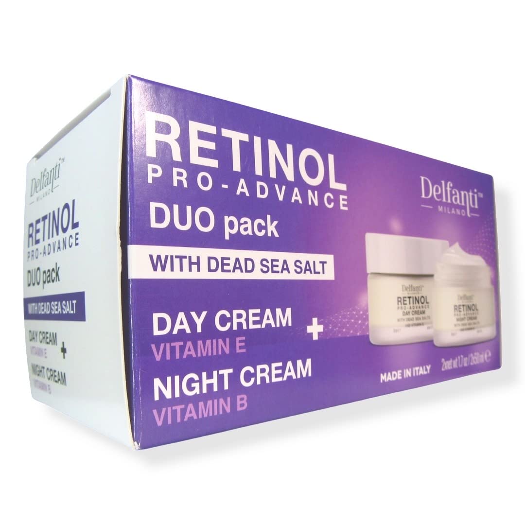 Delfanti-Milano • RETINOL PRO-ADVANCE • Anti-Aging DUO pack • Day + Night Creams • Face and Neck Moisturizers with Dead Sea Minerals and Vitamins E Beauty & Personal Care Delfanti-Milano