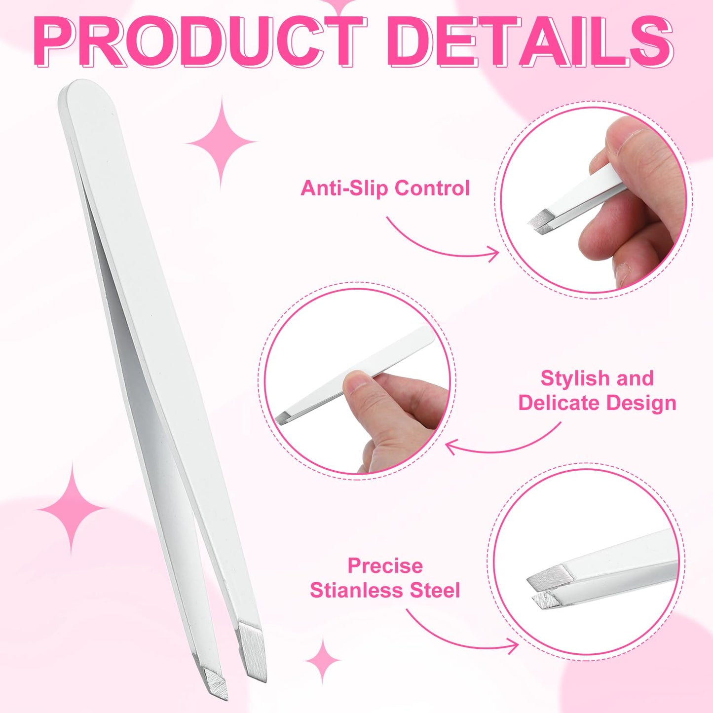 HARFINGTON 12Pcs Eyebrow Tweezers Set Stainless Steel Slanted Tip Beauty Tweezers Hair Plucking Casual Beauty Tools for Facial Hair Eyebrow, White Beauty and Personal Care HARFINGTON
