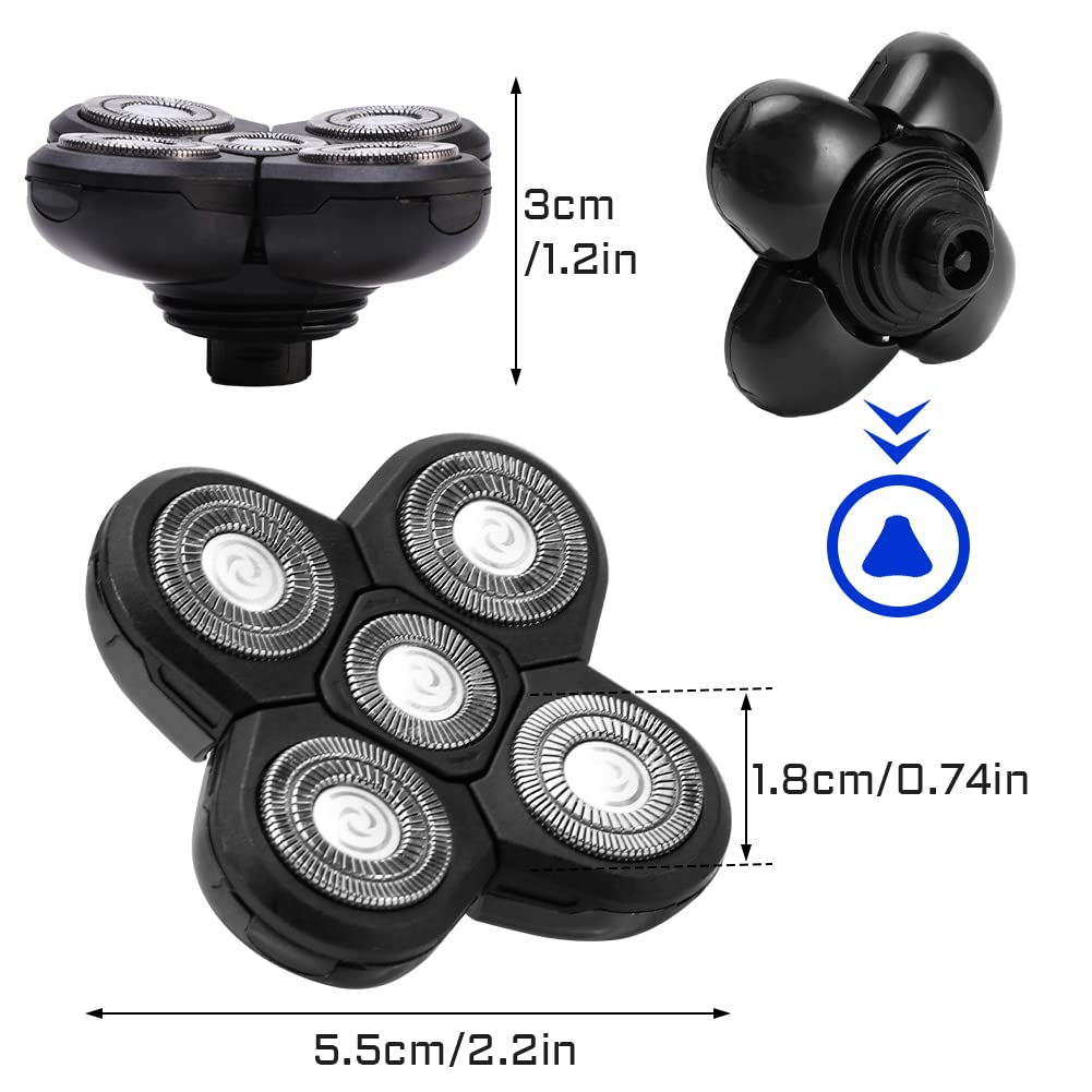 Shaver Blade Heads, 5 Heads Beard Cutter Replacement Blade Electric Razor Shaver Head Easy Install for Head and Face (Black) Beauty and Personal Care WOOPOWER