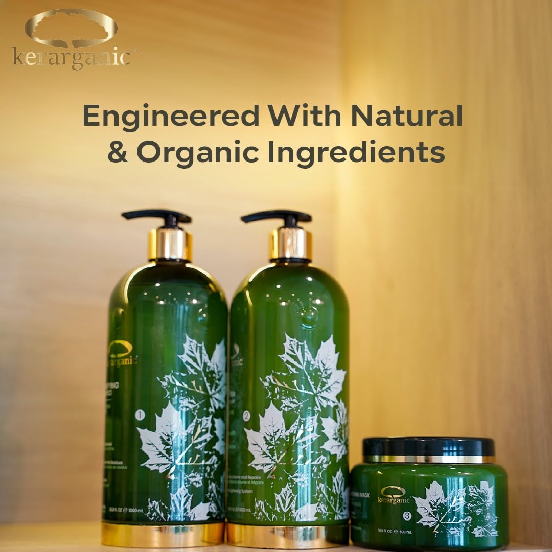 ORGANIC KERATIN SYSTEM PREMIUM - PROFESSIONAL HAIR STRAIGHTENING BUNDLE (Clarifying Shampoo 500ml + Keratin Treatment 500ml + Mask 500ml) Beauty & Personal Care KERARGANIC