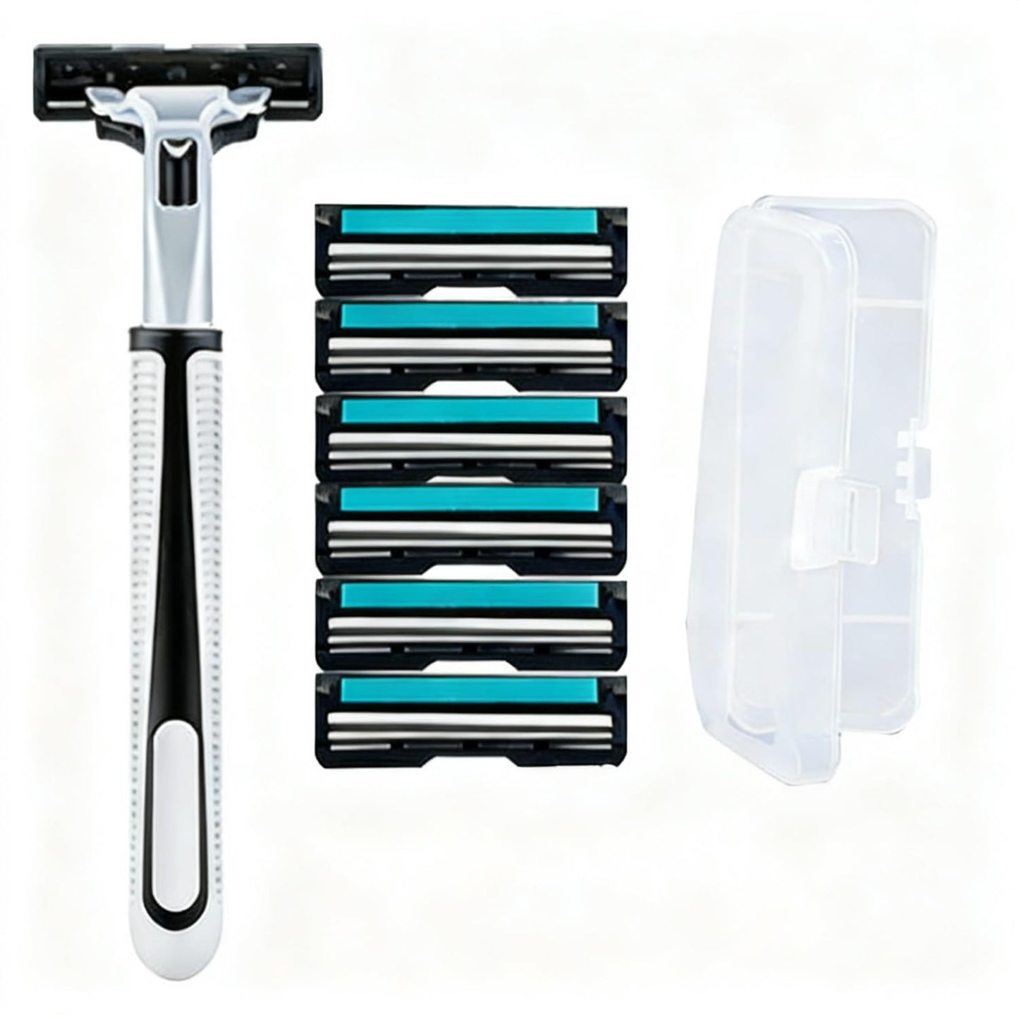 BOROLA Shaving Razor Set for Men, Double-Layer Razor Blades, Washable 3-in-1 Manual with 6 Replacement Heads,1 Handle, Storage Box Close Comfortable Beauty and Personal Care BOROLA