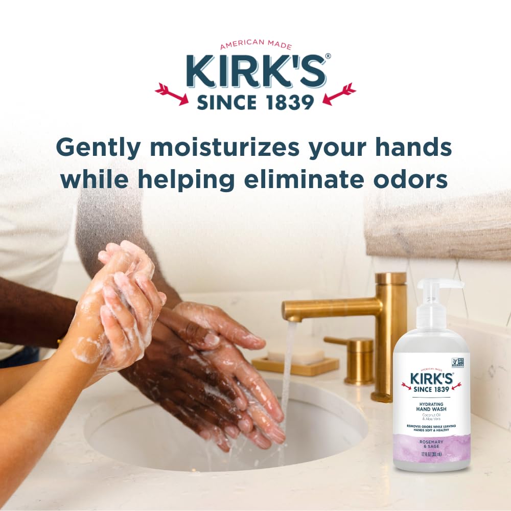 Kirk's Hydrating Hand Wash - Made with Coconut Oil and Aloe Vera, With Odor Neutralizing Technology To Help Eliminate Odors, Non-GMO, Vegan, Rosemary Beauty & Personal Care Kirk's