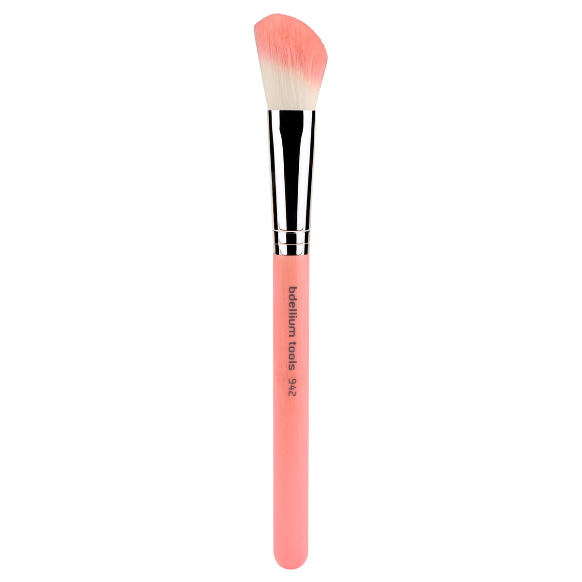 Bdellium Tools Professional Makeup Brush - Pink Bambu Series 942 Slanted Contour - With Soft Synthetic Fibers, For Adding Dimension to the Face (Pink