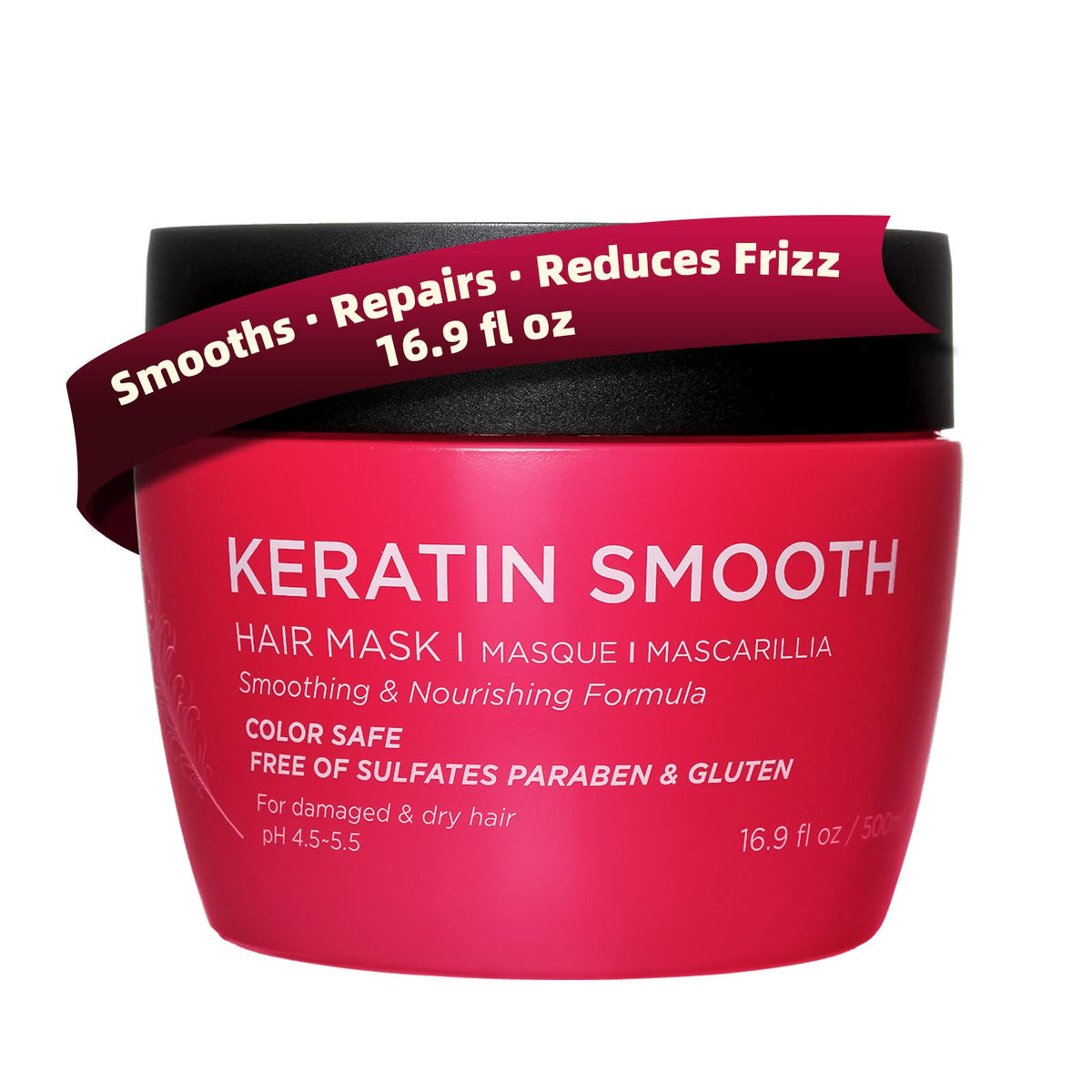 Luseta Keratin Hair Mask, Deep Repair Treatment for Damaged Hair 16.9oz
