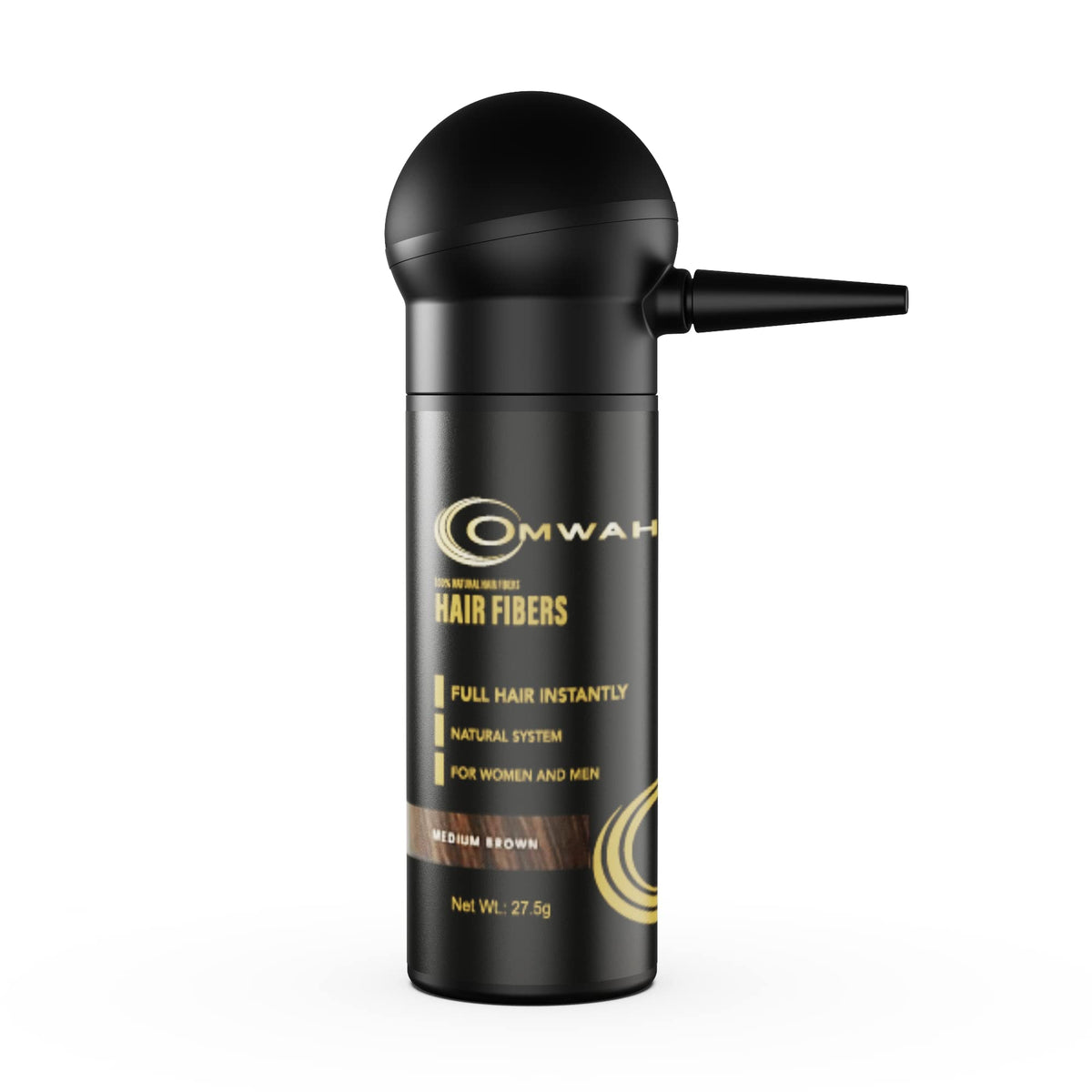 OMWAH Hair Fibers for Thinning Hair Men - 2-in-1 Kit 27.5g, Hair Building Fibers & Spray Applicator, Natural Thick Hair Filler, Conceals Hair Loss