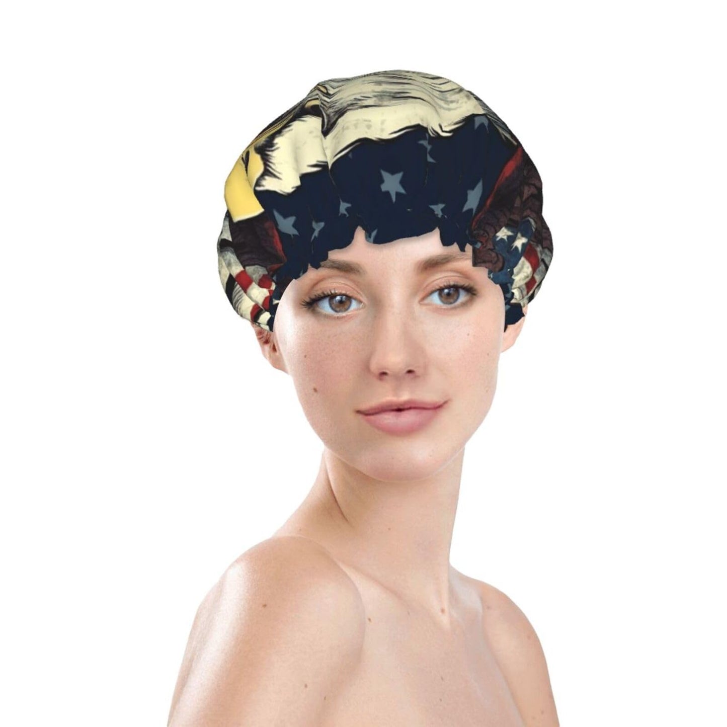 American Eagle Flag Shower Cap For Women Reusable Double Layers Bathing Bath Cap Hair Caps Waterproof Elastic Band Ladies Spa Salon Shower Hat Hair Beauty and Personal Care GDSHJKLW