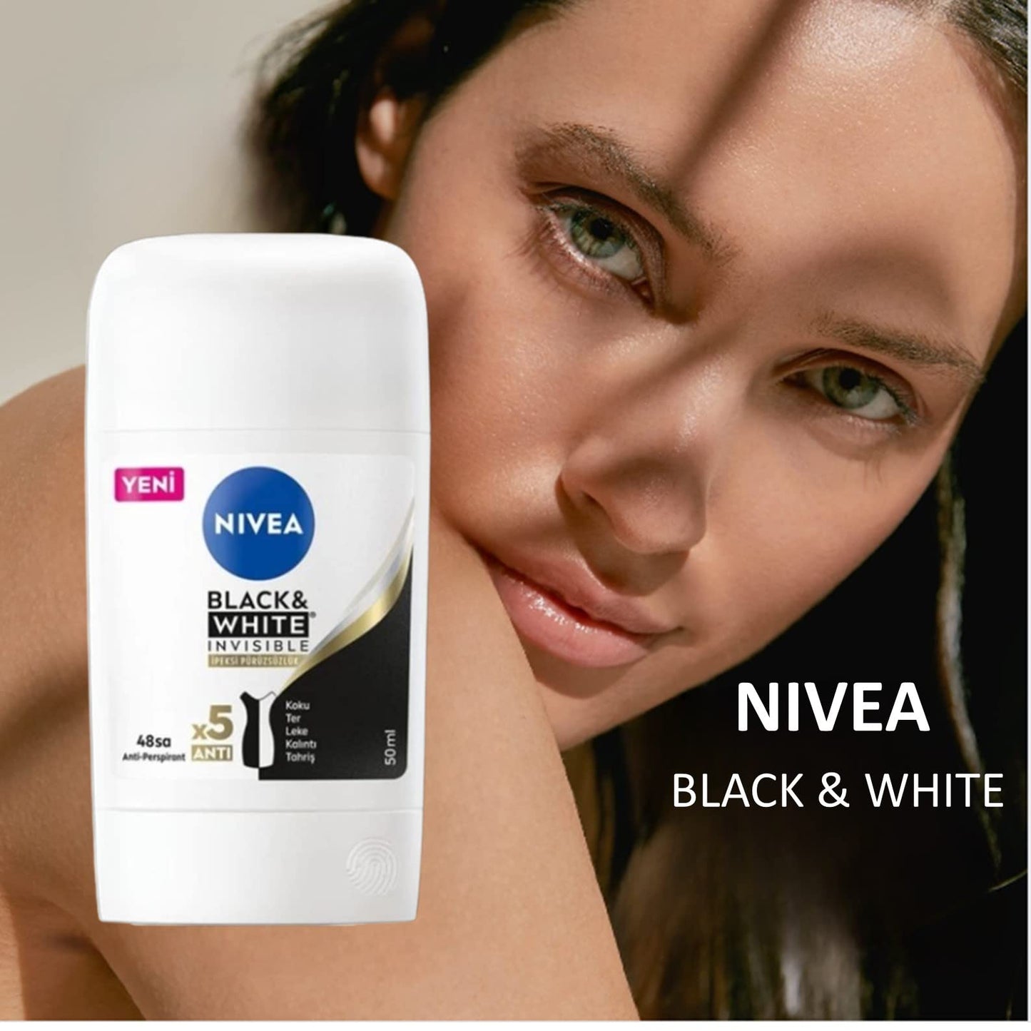 NIVEA NEW STICK BLACK WHITE INVISIBLE STICK DEODORANT 50 ML - THINY APPEARANCE-ANTI-TRANSPIRANT-ERGONOMIC DESIGN-SOLID STICK- (PACK OF 3x50 ML) Beauty and Personal Care NIVEA