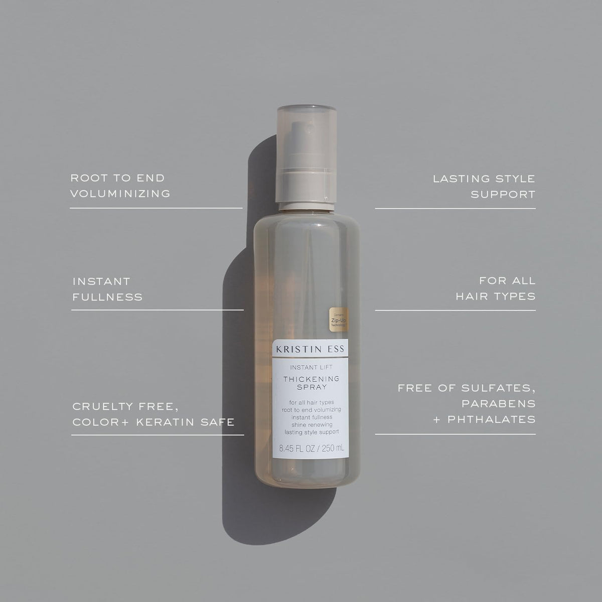 Kristin Ess Hair Instant Lift Thickening Salon Spray for Volume + Fullness on Fine Hair - Shine Renewing, Texturizing + Style Support, Sulfate and
