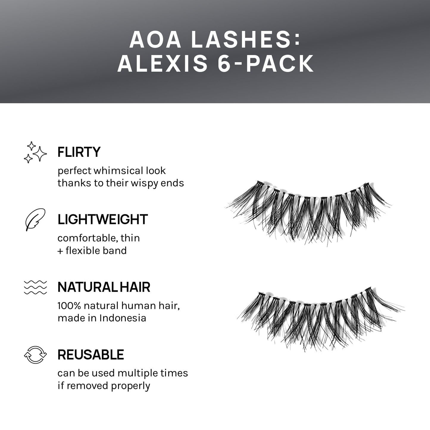 AOA Studio 6 Pairs Alexis Natural Handmade False Eyelashes with Glue and Tweezer Lash Kit Natural Volume Reusable Fake Eyelashes 100 Percent Handmade Beauty & Personal Care AOA STUDIO