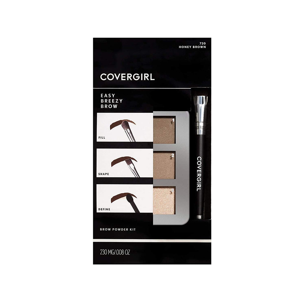 COVERGIRL - Easy Breezy Brow Powder Kit, three shades brow definer, professional double-ended angled brush, effortless, 100% Cruelty-Free Beauty & Personal Care COVERGIRL