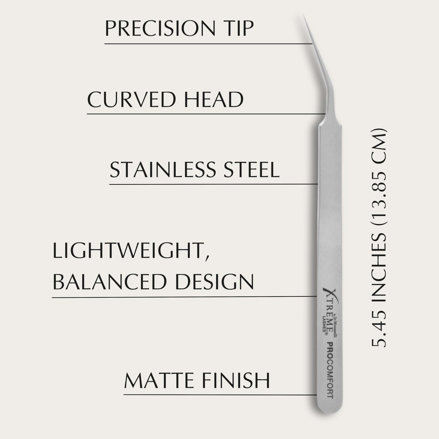 Xtreme Lashes ProComfort Professional Curved Tweezer, 5.45 Inches (13.85 CM), Stainless Steel Lash Isolation Tweezers, Ergonomic Design, Precision Beauty and Personal Care Xtreme Lashes