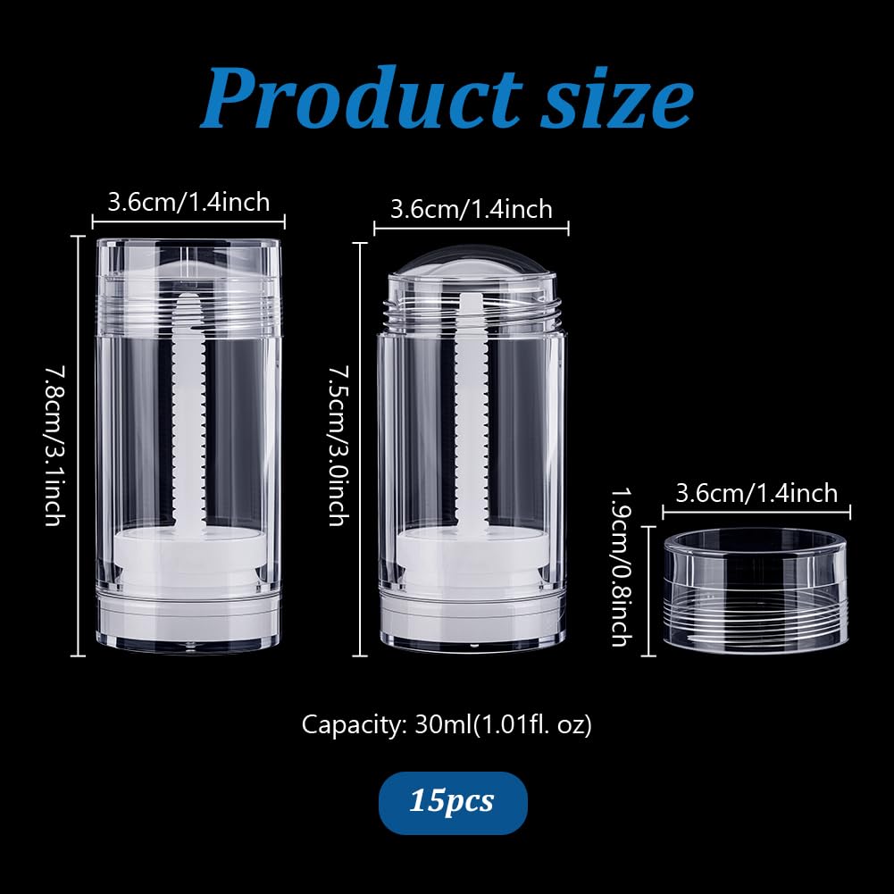 PH PandaHall 15pcs 30ml Empty Deodorant Containers, Twist-up DIY Deodorant Tubes Filling Stick 1 Oz Refillable Bottles Clear Bottom-fill Round Lip Beauty and Personal Care PH PandaHall