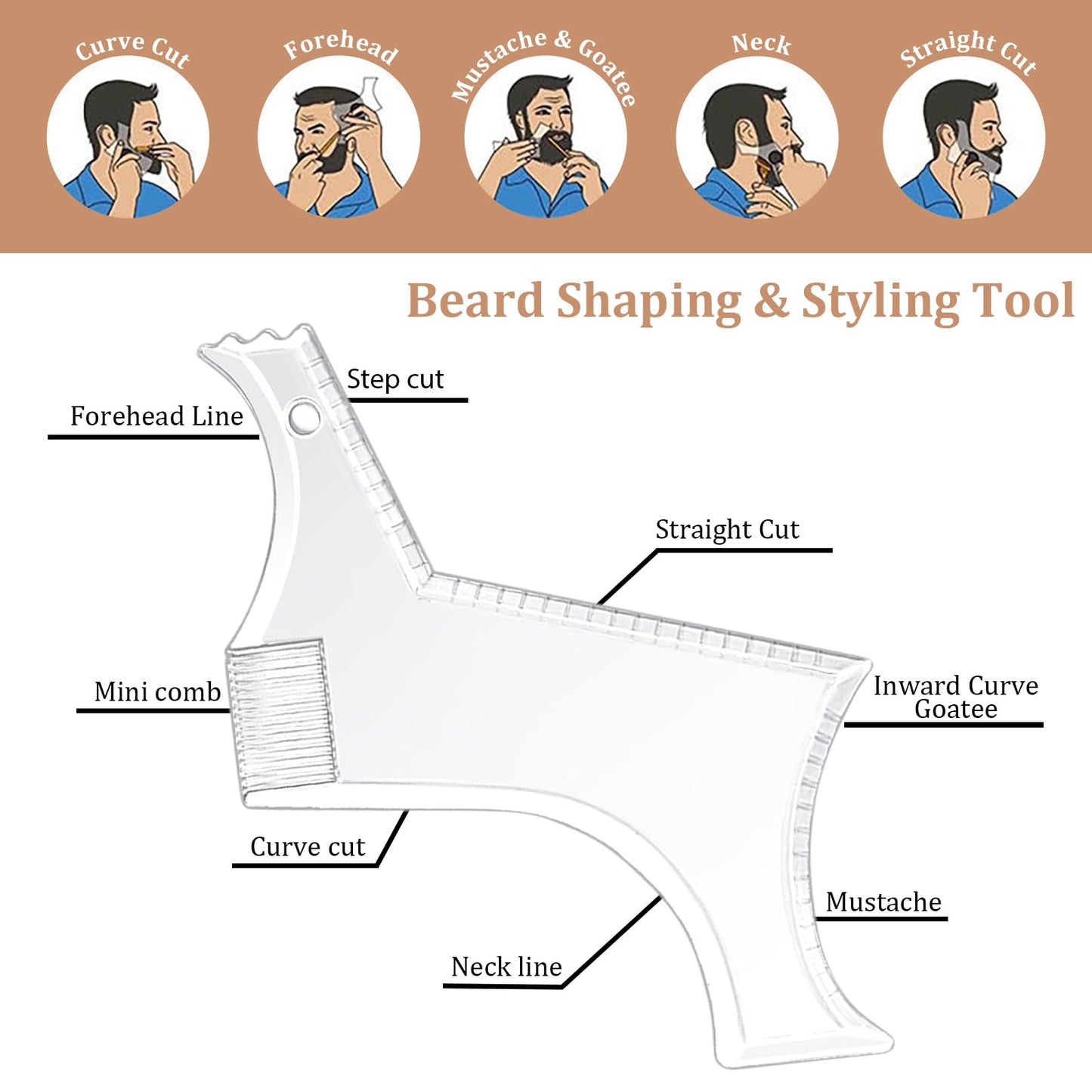 DUAIU 12Pcs Beard Shaper Tool Kit for Men Grooming, White Black Barber Pencil for Lineup Edging with Sharpener, Hairline Beard Guide Shaping Barber Beauty and Personal Care DUAIU