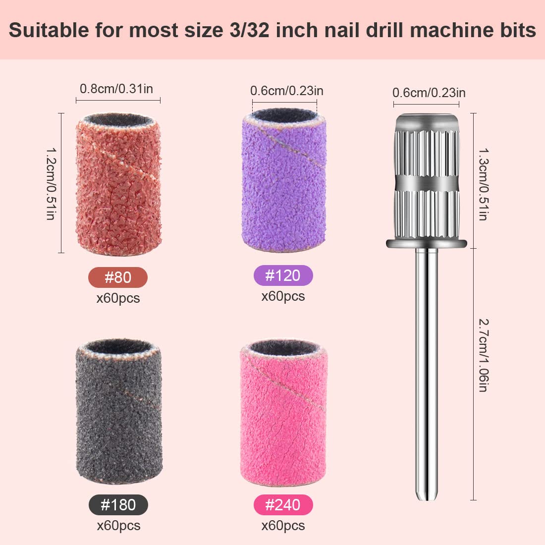 Rolybag Sanding Bands for Nail Drill Nail Sanding Bands Professional Sanding bit Nails 240 Pieces 4 Color Coarse Fine Grit Efile Sand Set Beauty & Personal Care Rolybag