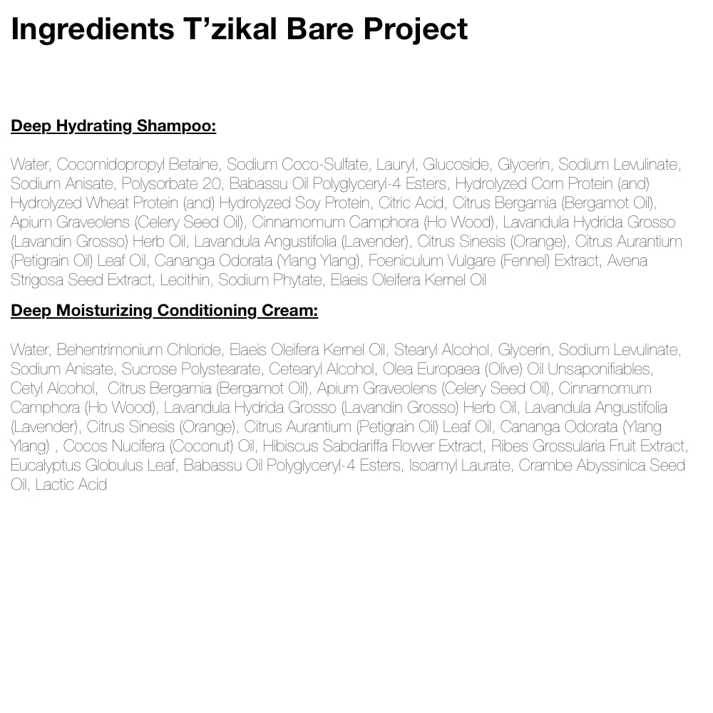 T'zikal Bare Project with Ojon Oil - Organic Travel Size Shampoo and Conditioner Set - Hypoallergenic, Clarifying, and Conditioning for Natural Beauty & Personal Care T'zikal
