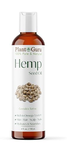 Plant Guru Hemp Seed Oil 4 oz. Virgin, Unrefined 100% Raw Pure Natural - Skin, Body And Hair Moisturizer. Works For Massage, Acne, & More! Beauty & Personal Care Plant Guru