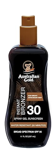 Australian Gold Spray Gel Sunscreen with Instant Bronzer SPF 30, 8 Ounce | Moisturize & Hydrate Skin | Broad Spectrum | Water Resistant | Non-Greasy | Beauty & Personal Care Australian Gold