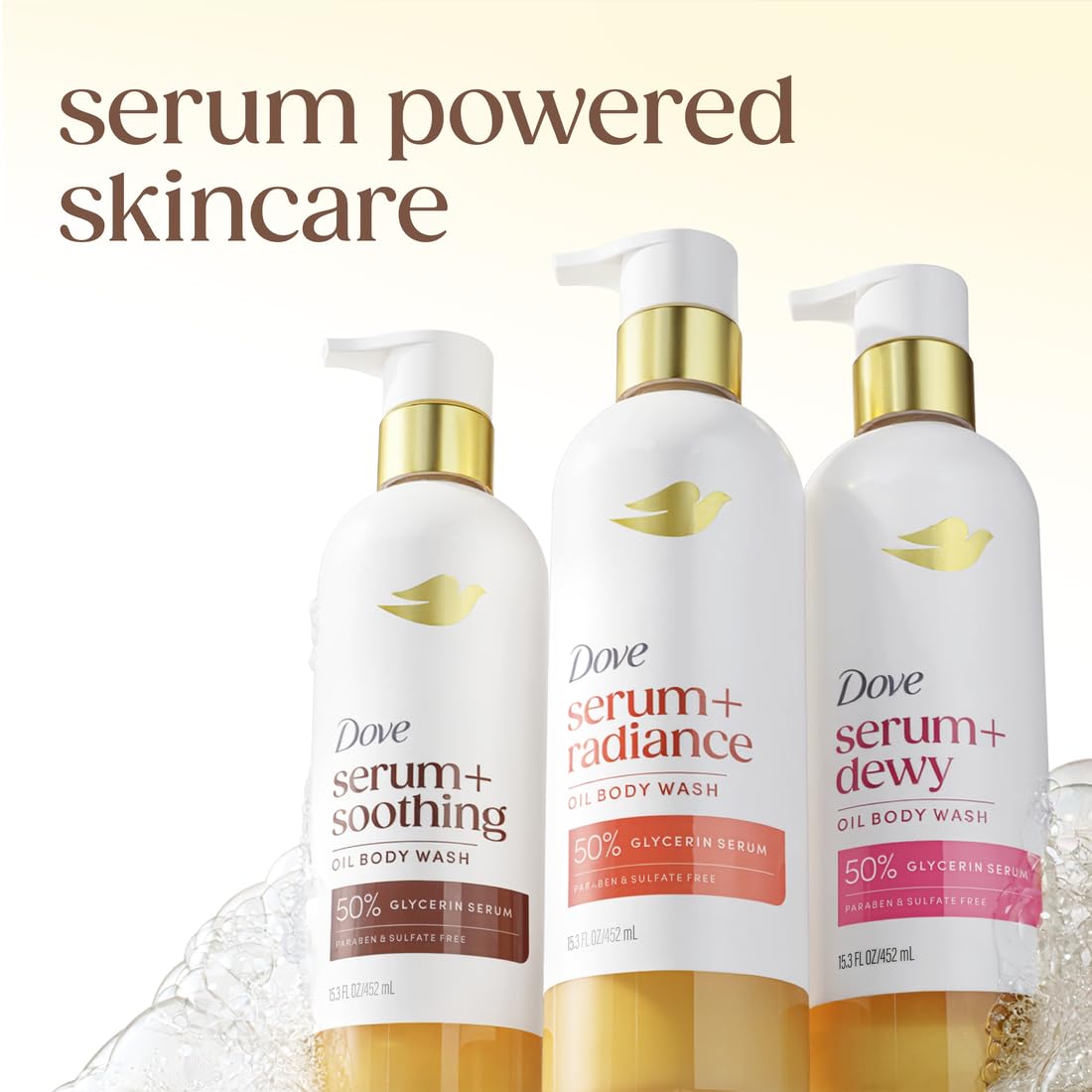 Dove Serum+ Shower Oil Body Wash with Glycerin Serum, Almond Oil & Sandalwood, Soothing Hydrating Cleanser, 15.3 fl oz Beauty & Personal Care Dove