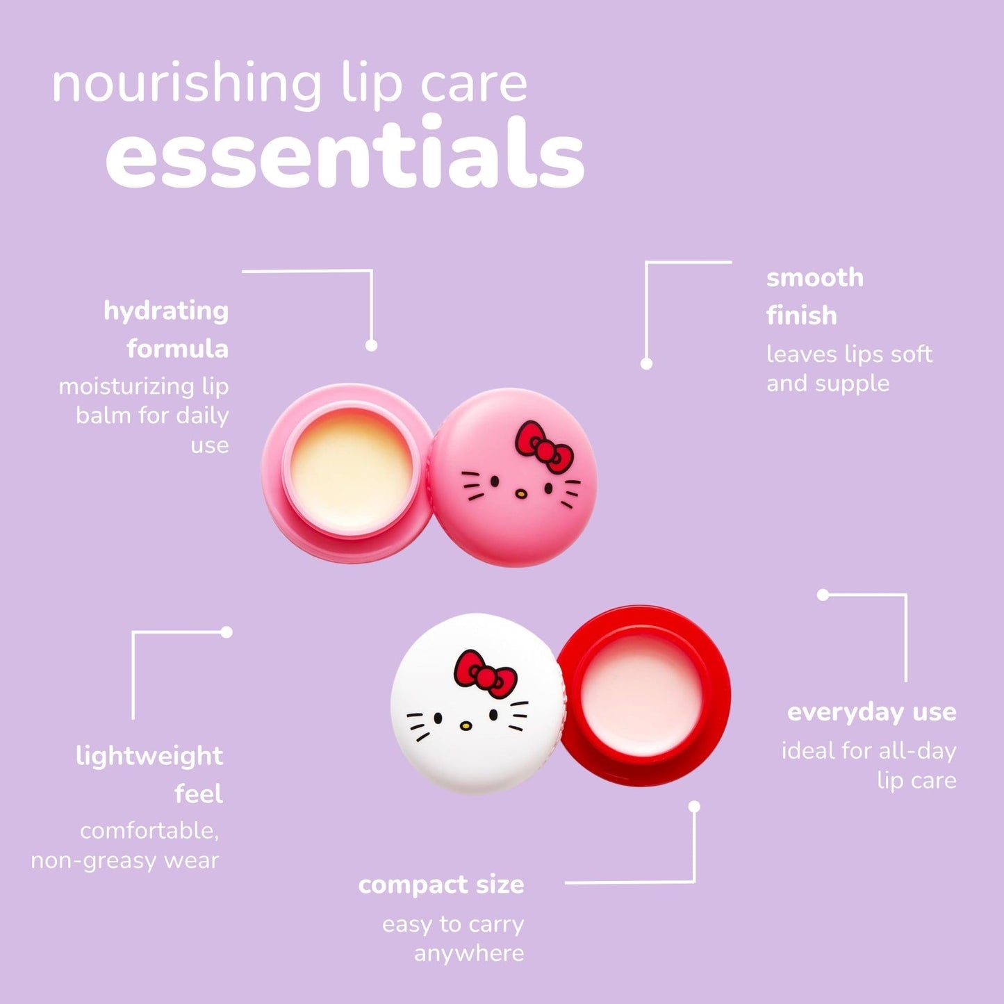 The Crème Shop x Hello Kitty Macaron Lip Balm Duo - Korean Lip Butter Balm Formulated with Hyaluronic Acid and Murumuru Butter for Moisturized, Smooth Beauty and Personal Care The Crème Shop