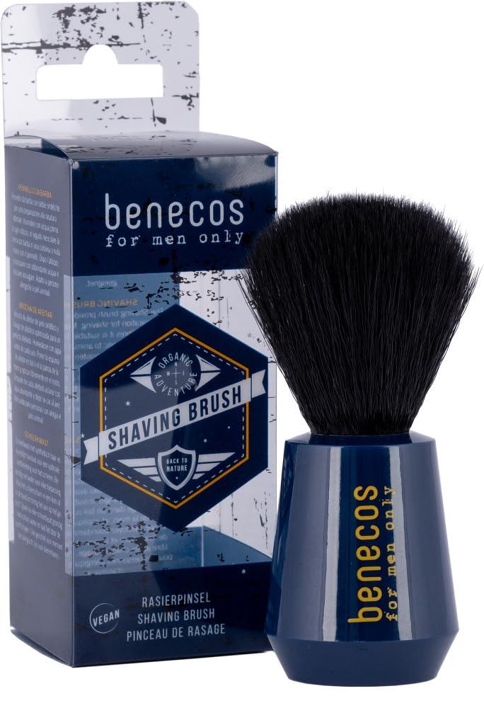 BENECOS - for Man Only - Shaving Brush - in Soft Synthetic bristles - to Apply Cream or Shaving Foam - Vegan, Cruelty Free Beauty and Personal Care benecos