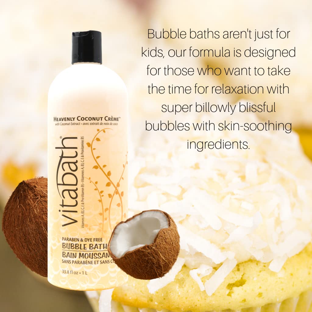 Vitabath Heavenly Coconut Crème Bubble Bath Rich Foaming Bubbly Soak & Relaxing Aromatherapy Moisturizing & Nourishing Indulgent Suds for Women & Men Beauty & Personal Care Vitabath