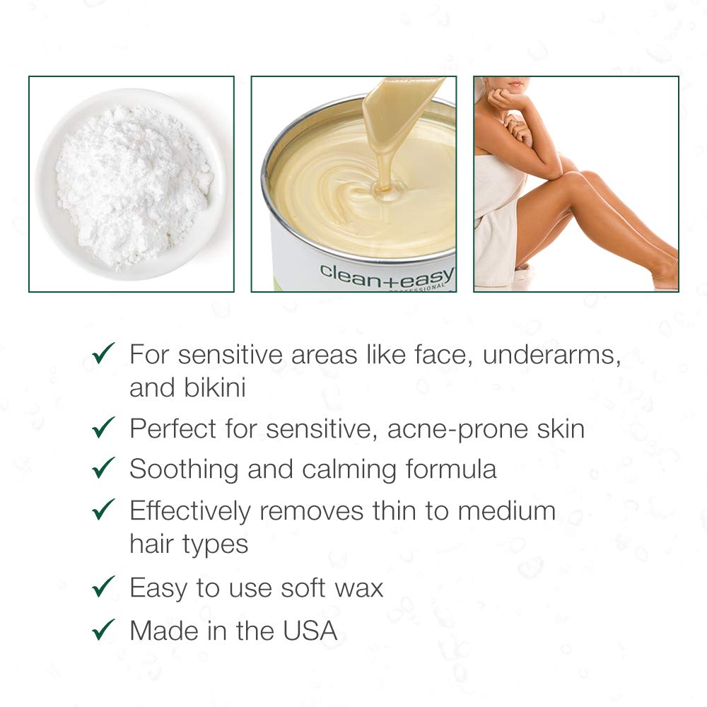 Clean + Easy Zinc Oxide Ultra Sensitive Soft Wax for Hair Removal - Depilatory Wax for Sensitive Skin, Removes Fine to Medium Hair, DIY Waxing, 14oz Beauty and Personal Care Clean + Easy