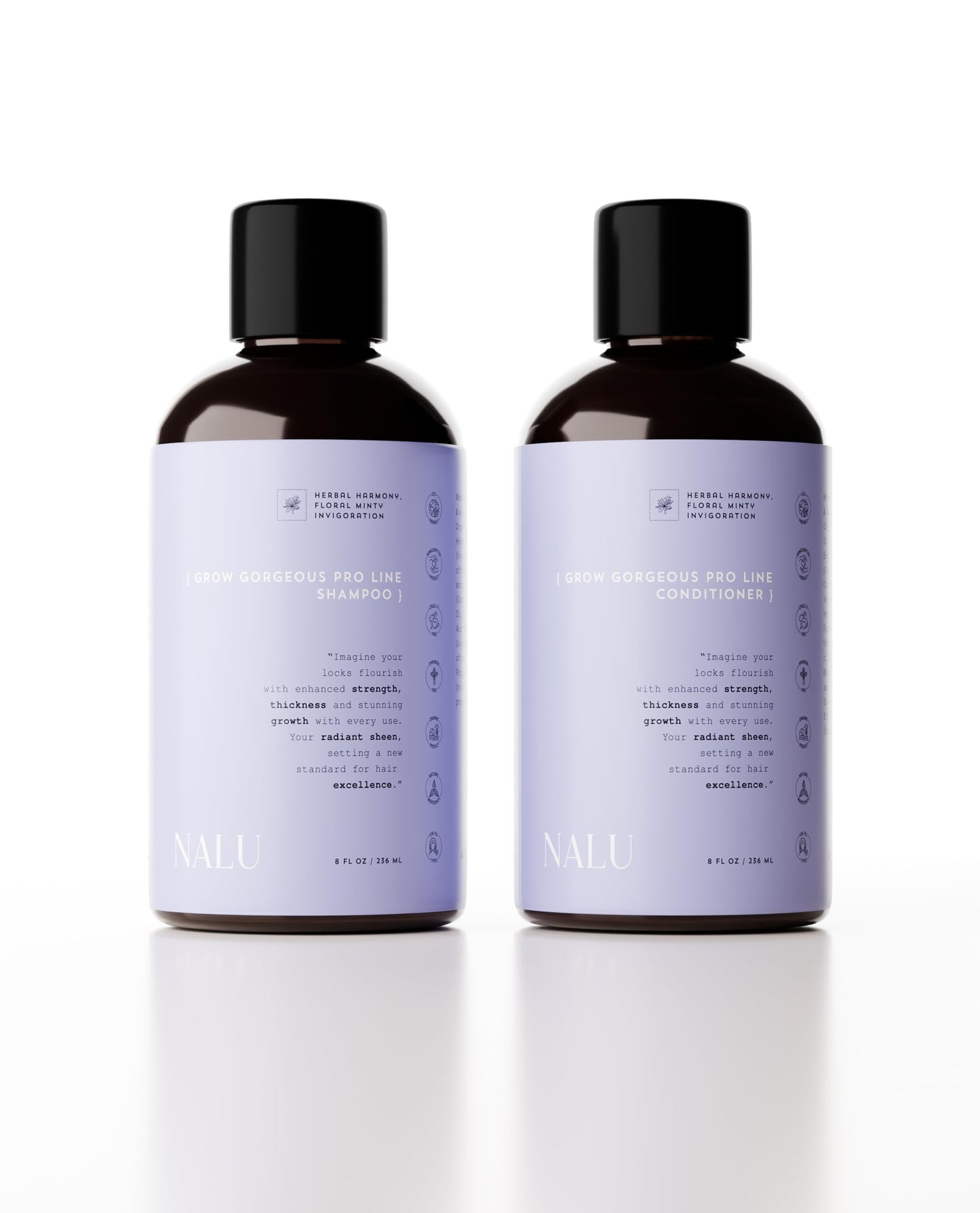 NALU Organic Grow Gorgeous Pro Line Hair Growth Activator Shampoo and Conditioner Set - Nourish, Strengthen & Promote Thicker, Fuller Hair. 8 Fl Oz Beauty & Personal Care NALU