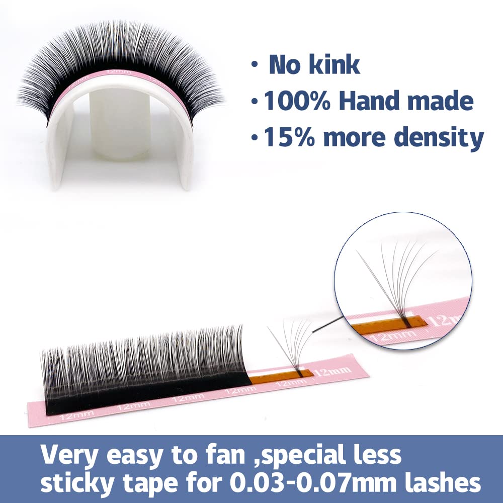 Qeelasee Faux Mink Silk Eyelash Extensions 0.03mm D Curl 12mm Semi-Permanent Individual Lashes Extension Professional Salon Use Beauty & Personal Care Qeelasee