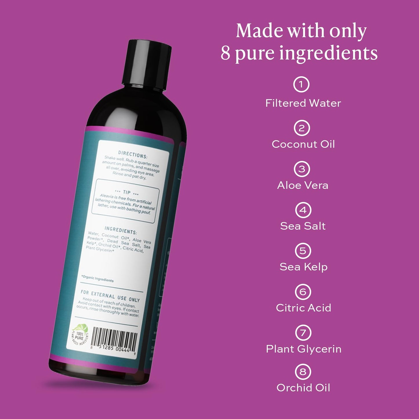 Aleavia Body Cleanse - Organic & All-Natural Prebiotic Body Wash with Pure Cold-Pressed Orchid Oil - Nourish Your Skin Microbiome - 16 Oz Beauty & Personal Care Aleavia
