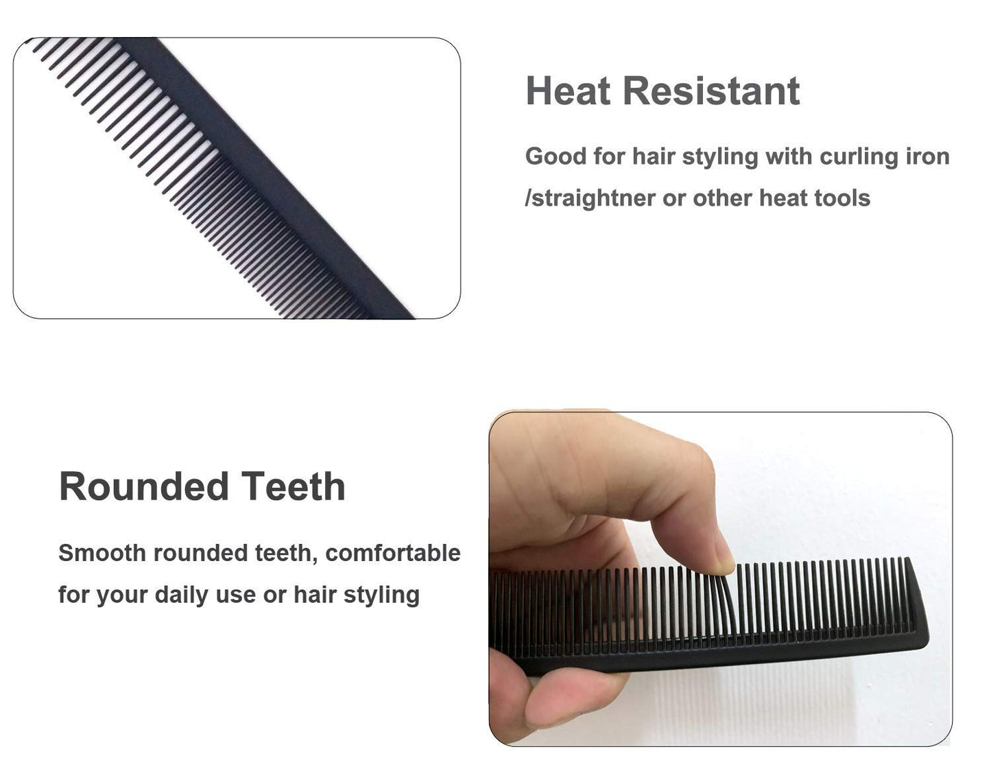 3 Pack Carbon Fiber Cutting Comb - Professional 8.15' Styling Comb for All Hair Types, Fine and Wide Tooth Beauty and Personal Care AFT90