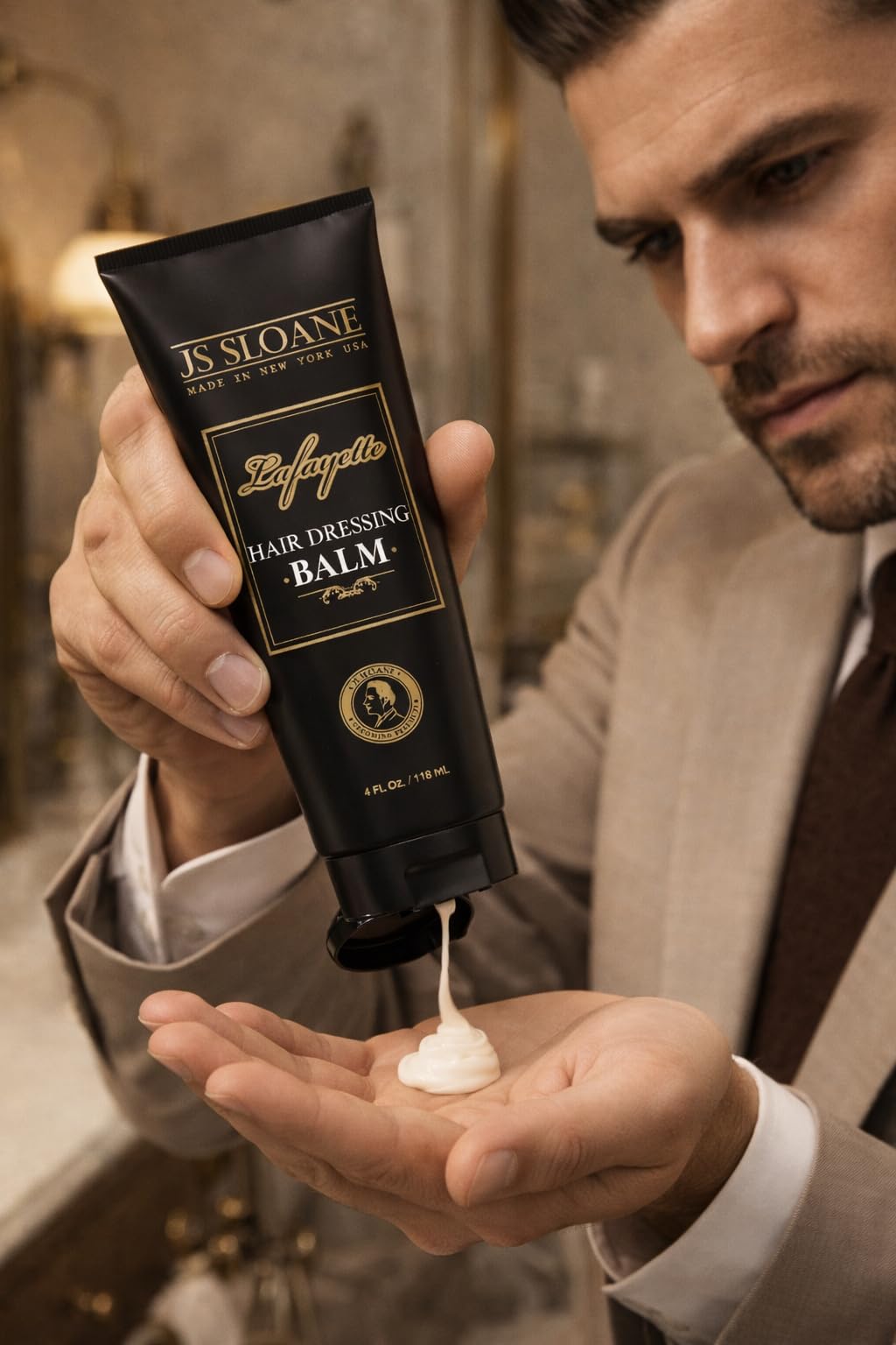 JS Sloane Hair Dressing Balm for Men - Lightweight Styling Cream for Shine & Texture - Restores Dry, Thick & Coarse Hair - Non-Greasy, Medium Hold Beauty & Personal Care JS Sloane