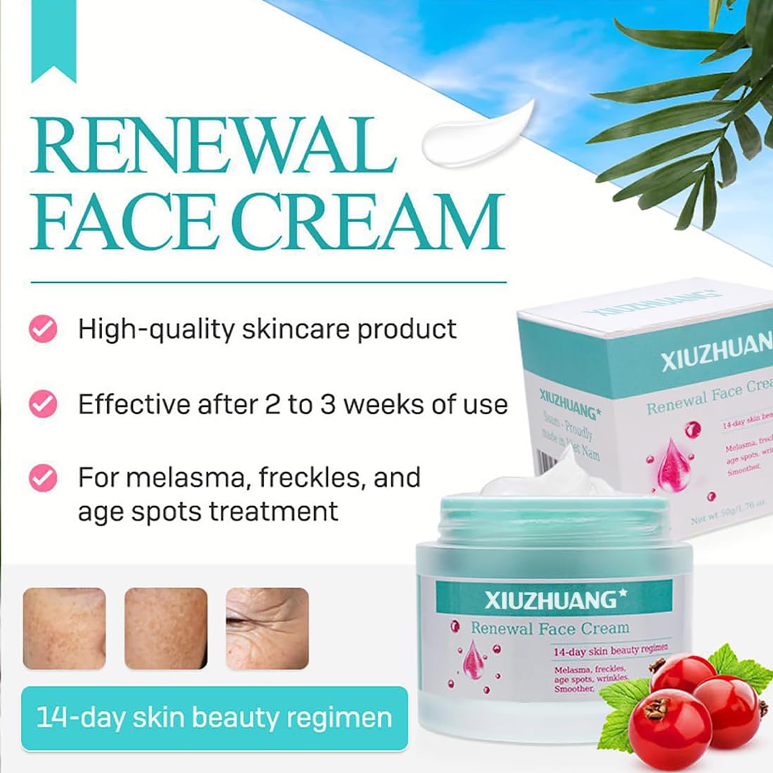 XIUZHUANG Gentle Non-irritating moisturizer face cream for Women - Treats Melasma freckles Dark Spots Shrinks pores Nourishing Facial Care-1.46 fl oz Beauty & Personal Care XIUZHUANG