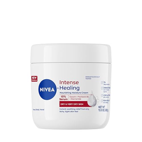 NIVEA Intense Healing Body Cream for Dry Skin with Glycerin, Provitamin B5 and Niacinamide, 72-Hour Moisture, Non-Greasy Body Moisturizer Immediately Beauty & Personal Care NIVEA