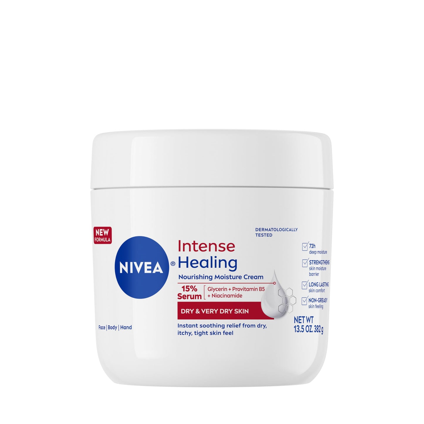 NIVEA Intense Healing Body Cream for Dry Skin with Glycerin, Provitamin B5 and Niacinamide, 72-Hour Moisture, Non-Greasy Body Moisturizer Immediately Beauty & Personal Care NIVEA