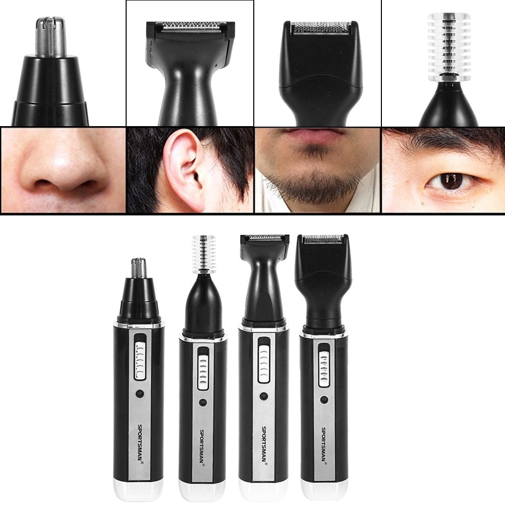 4 in 1 Rechargeable Hair Trimmer Electric Shaver 360 Degree Rotating Wet Dry Use with Vacuum Cleaning System for Nose Ear Beard Sideburn Eyebrow Beauty and Personal Care Yosoo