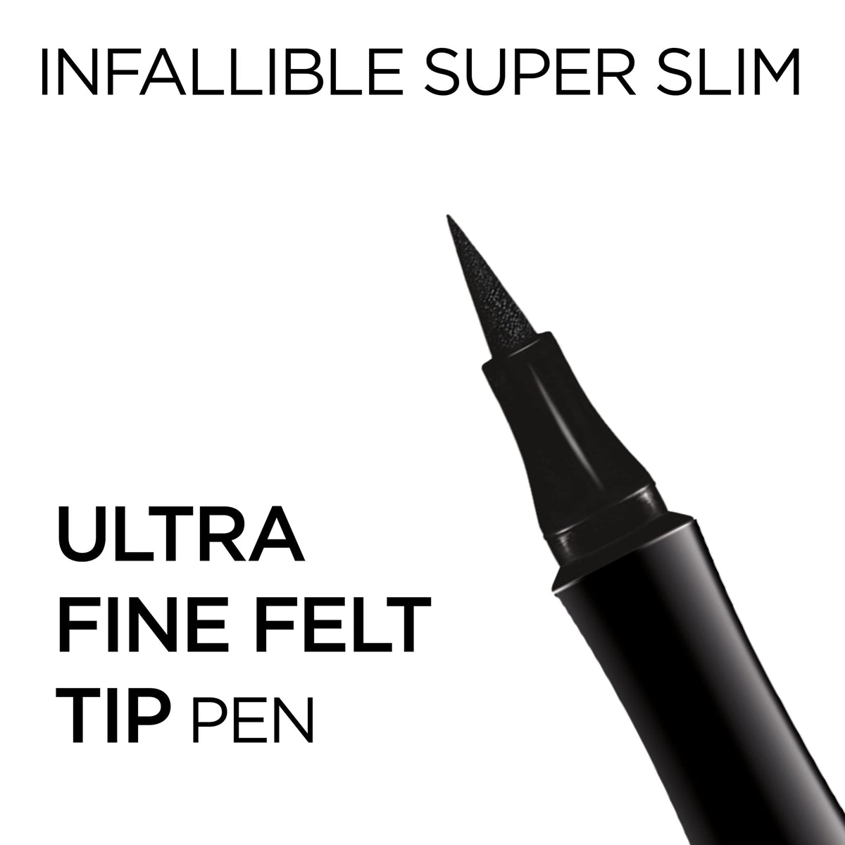 L'Oreal Paris Makeup Infallible Super Slim Long-Lasting Liquid Eyeliner, Ultra-Fine Felt Tip, Quick Drying Formula, Glides on Smoothly, Black, 0.03 fl