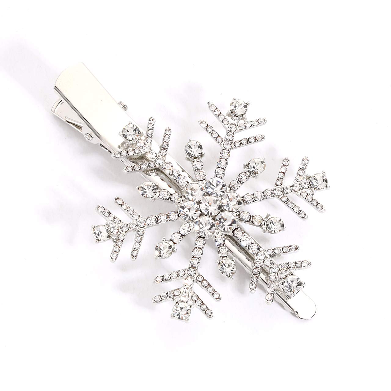 HZEYN Christmas Snowflake Hair Clips Winter Holiday Jewlry Big Crystal Snowflake Hairpin Barrette Wedding Bridal Hair Accessories (Silver) Beauty & Personal Care HZEYN