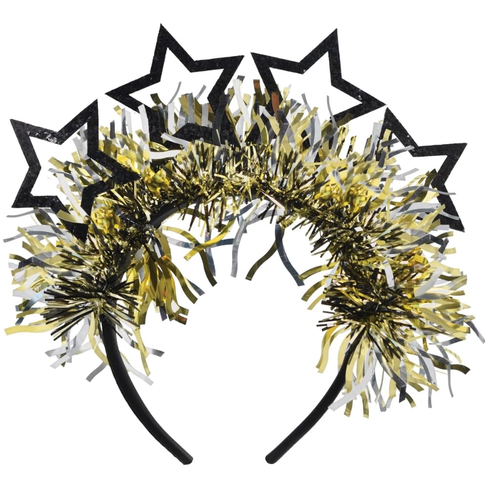 Amscan Black, Silver, & Gold NYE Light-Up Headband (8" x 9") 1 Piece - Comfortable Fit, Ideal for Halloween, Cosplay, Themed Parties, & More