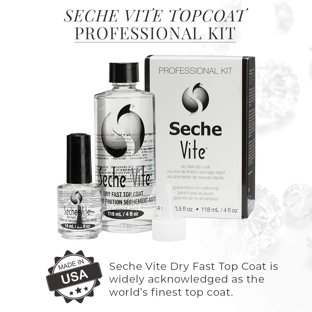 Seche Vite Professional Refill Kit, High-Gloss Clear Top Coat for Natural Nails, Artificial Gels Fiberglass Acrylic Extensions, Quick-Dry Long-Lasting Beauty & Personal Care Seche